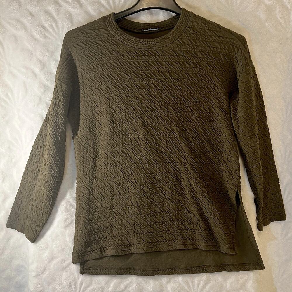 Zara Green Crew Neck crinkle Sweater size small